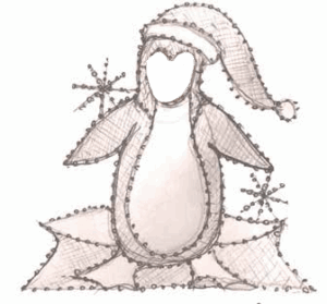 Penguin With Santa Hat Child-size Look Through Photo Ops Holiday Light Display