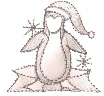 Penguin With Santa Hat Child-size Look Through Photo Ops Holiday Light Display