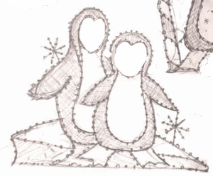 Penguin With Double Look Through Photo Ops Holiday Display