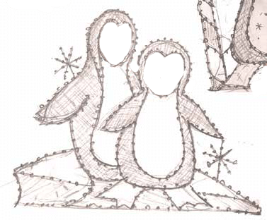 Penguin With Double Look Through Photo Ops Holiday Display