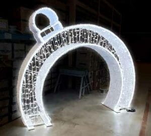 6.5' White Tilted Ornament Holiday Lighting Display