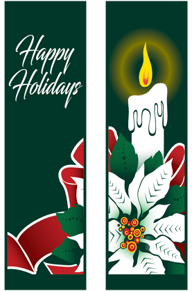 Happy Holiday Poinsettia Candle Street Banner Set 03313