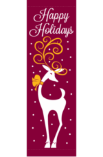 Happy Holiday Reindeer Burgundy Street Banner 15216B