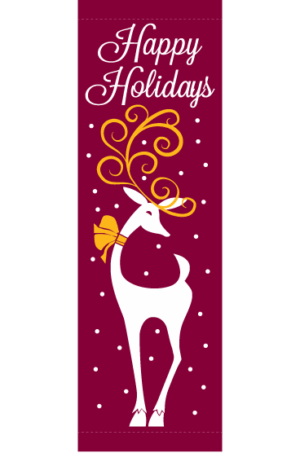 Happy Holiday Reindeer Burgundy Street Banner 15216B
