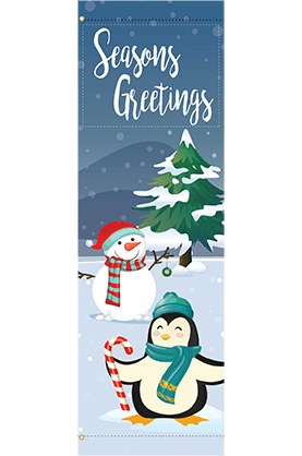 Snowman And Penguin Cuties Street Banner 21923