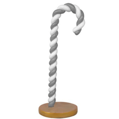 6' Silver and White Candy Cane Fiberglass Holiday Display