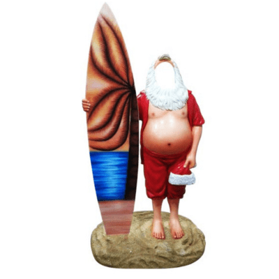 7' Santa Surfer Photo Op Fiberglass Holiday Display