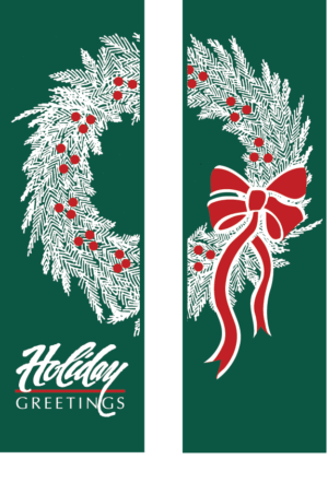 Double Holiday Wreath Greeting Street Banner Set 93673