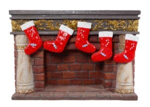 3.5' Fireplace with Socks Fiberglass Display