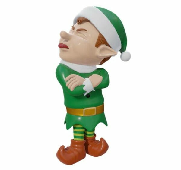 3' Green Grumpy Santa Elf Fiberglass Display