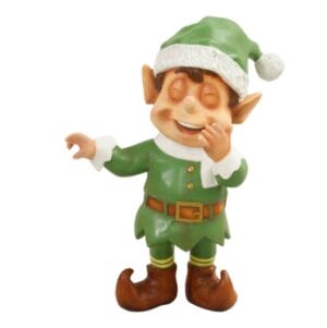 3' Green Laughing Santa Elf Fiberglass Display