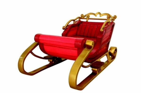 3' Red and Gold 2 Seater Santa Sleigh Fiberglass Display