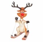 5' Skiing Reindeer Fiberglass Display