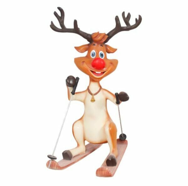 5' Skiing Reindeer Fiberglass Display