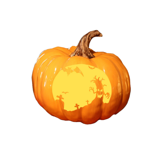 4' Graveyard Pumpkin Lantern Halloween Fiberglass Display