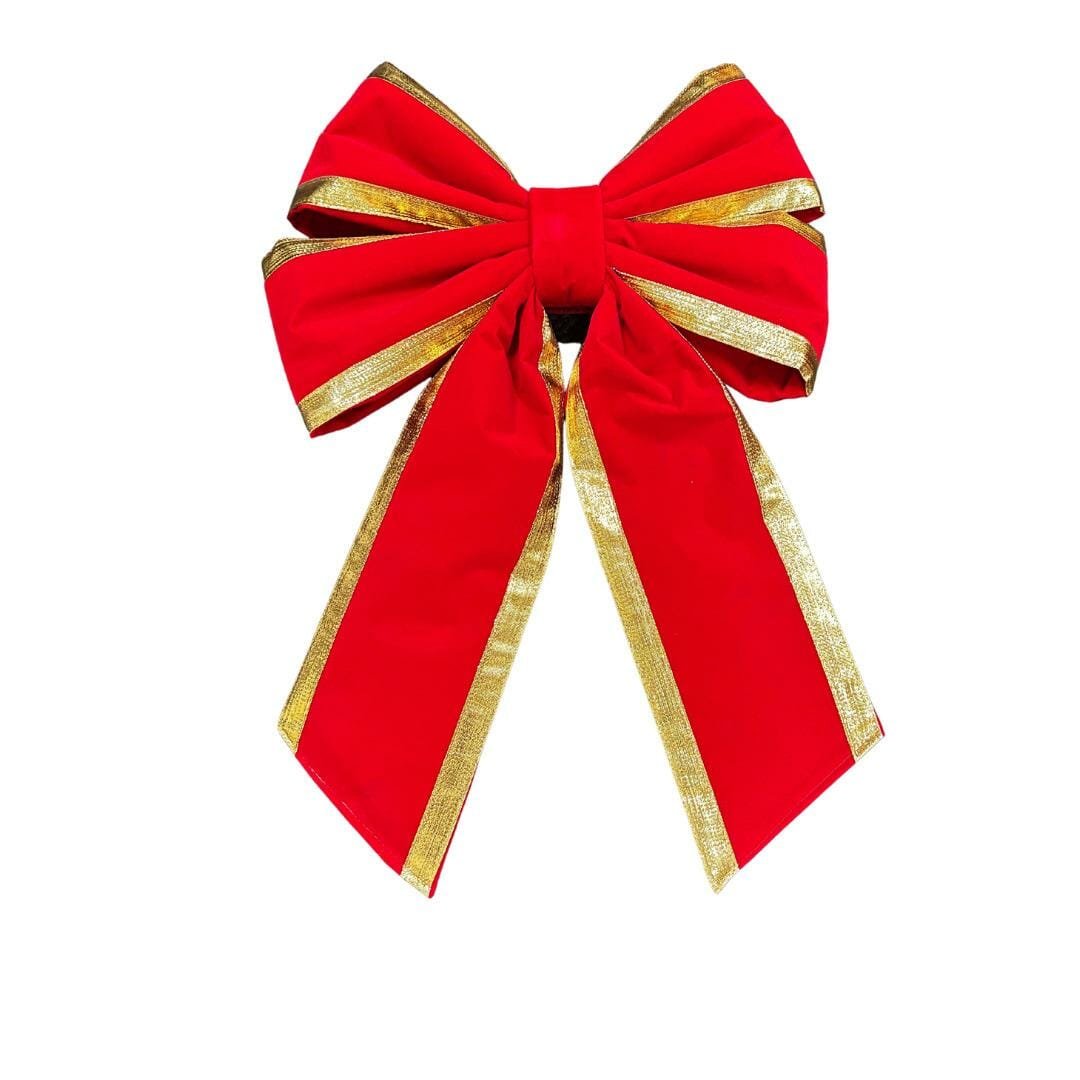 Creative Displays 12" Deluxe Red With Gold Trim Velvet Christmas Bow