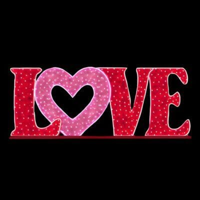 4' Love Letters With Heart Fabricated Display