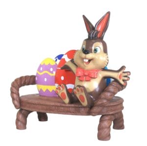 5 Foot Easter Egg Bench With Easter Bunny Fiberglass Display