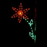 5' Poinsettia With Stem Pole Mount Holiday Light Display