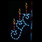 6' Triple Candle Pole Mount Holiday Light Display